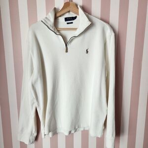 Ralph Lauren White Zip Up Sweater